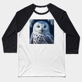 Snowy Owl Portrait Baseball T-Shirt